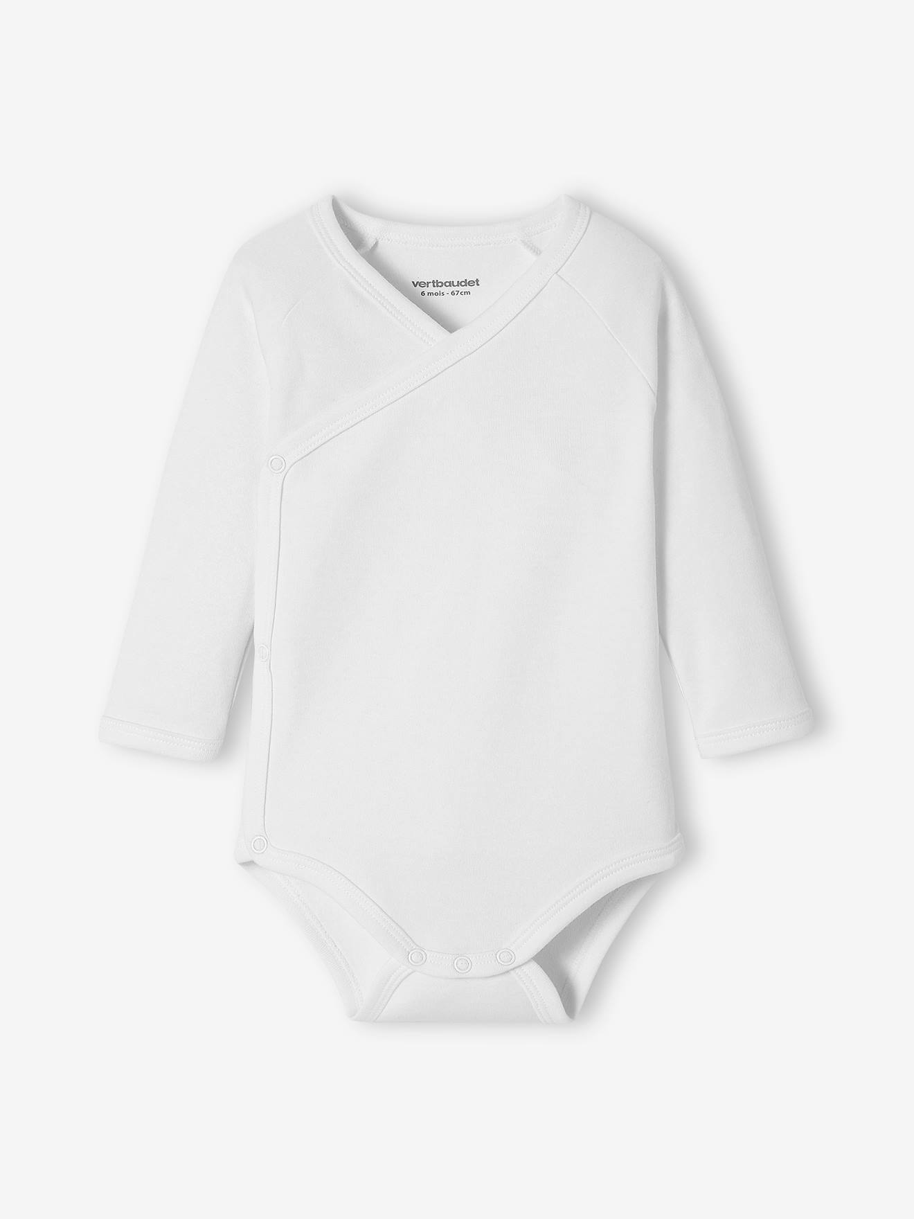 Lot de 5 bodies bébé manches longues ouverture naissance BASICS lot blanc