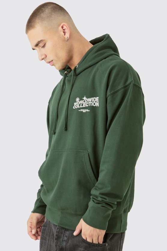 Oversize Hoodie mit Worldwide-Print