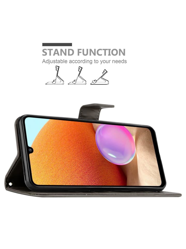 cadorabo Hülle für Samsung Galaxy A32 4G Blumen Design in FLORAL GRAU günstig kaufen onesize