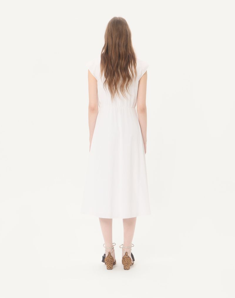 Broderet poplin midikjole