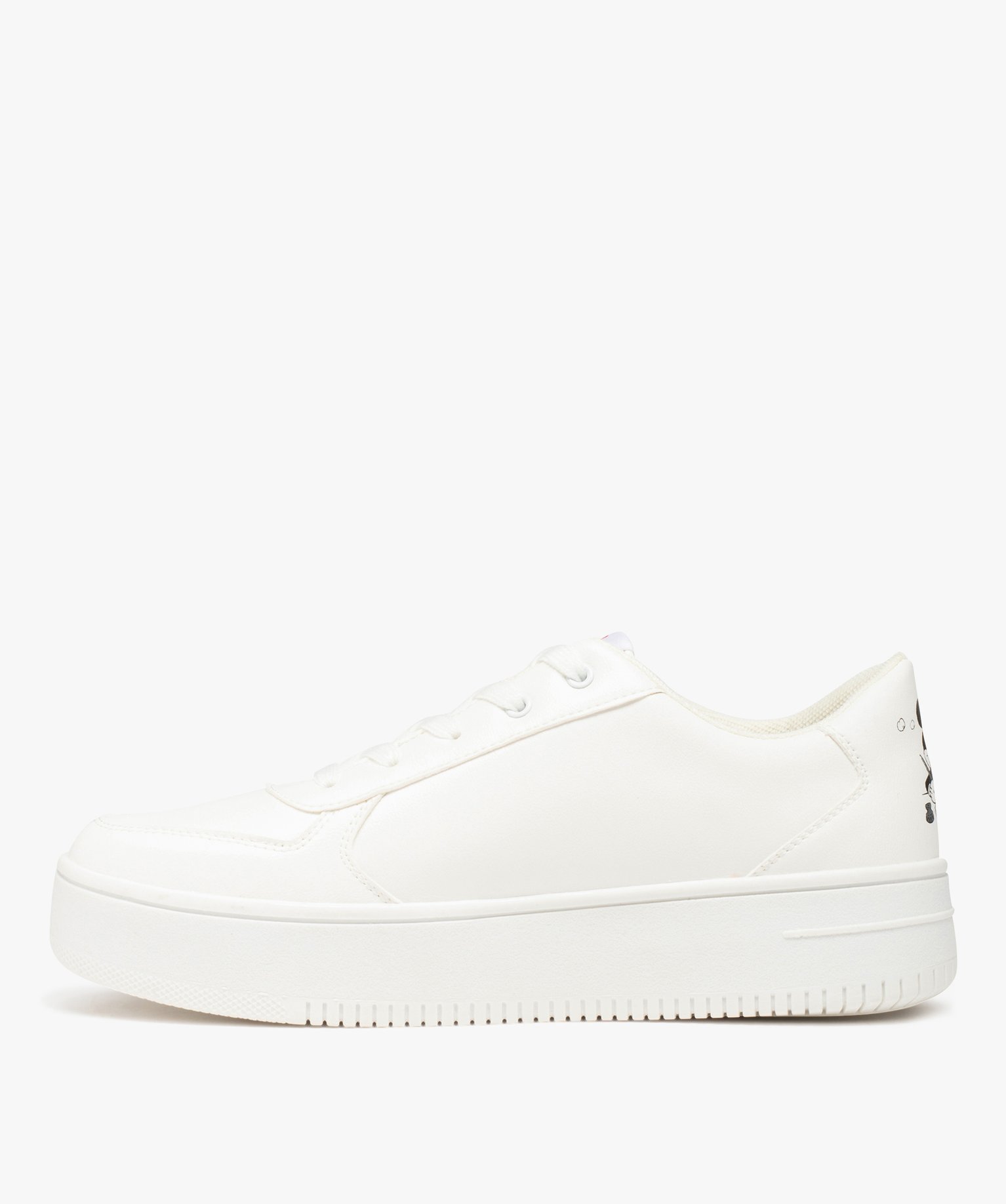 Baskets femme unies à lacets motif cur Mickey - DS blanc | GEMO