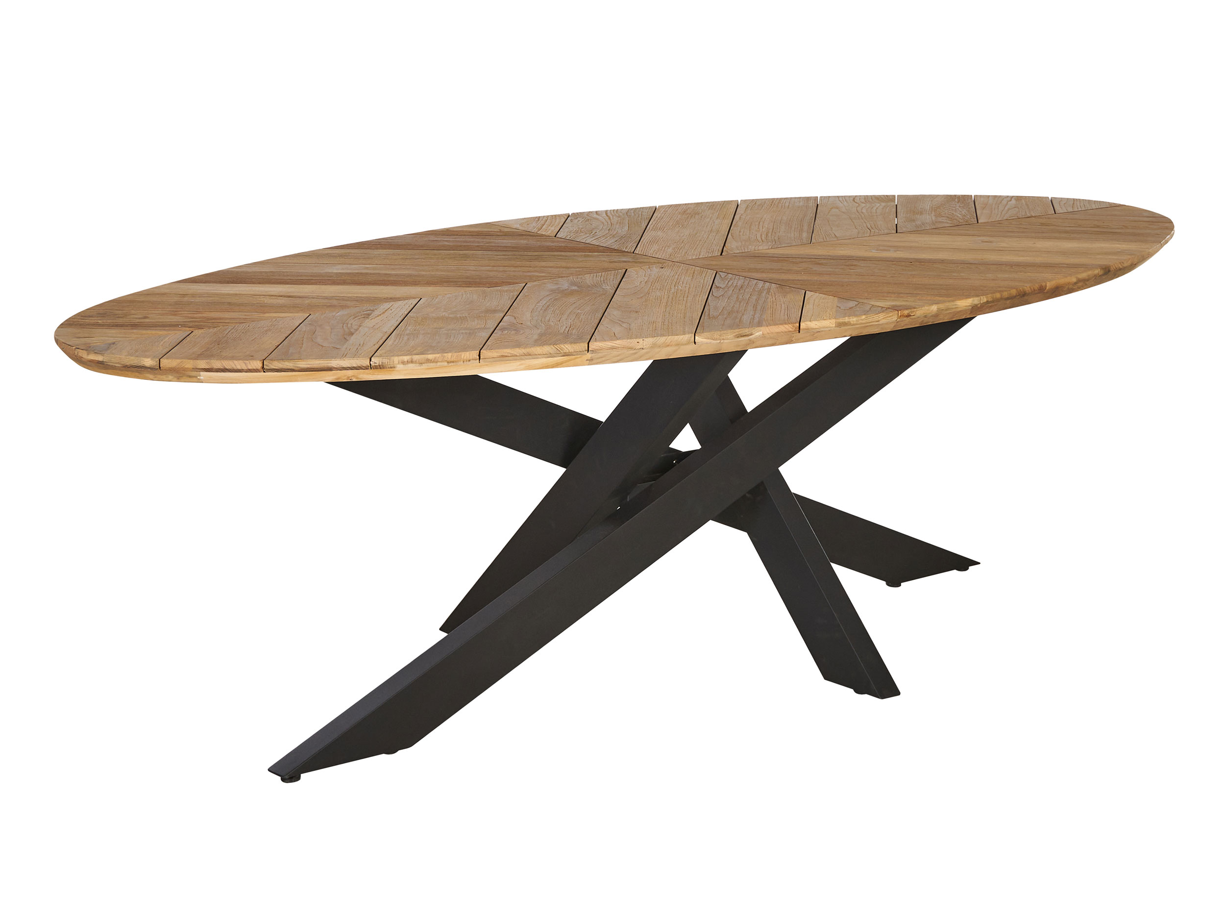 OUTDOORGartentisch Teak Oval X-Fuß