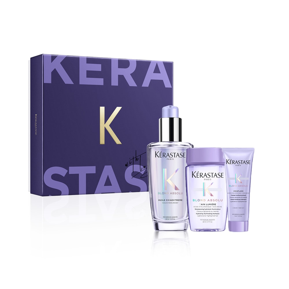 Kérastase Blond Absolu Coffret découverte routine shampoing, soin et huile pour cheveux blonds