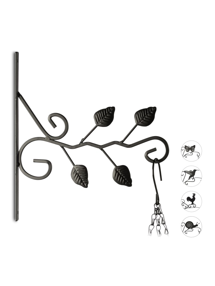 relaxdays Blumenhaken Blätter in Schwarz günstig kaufen onesize