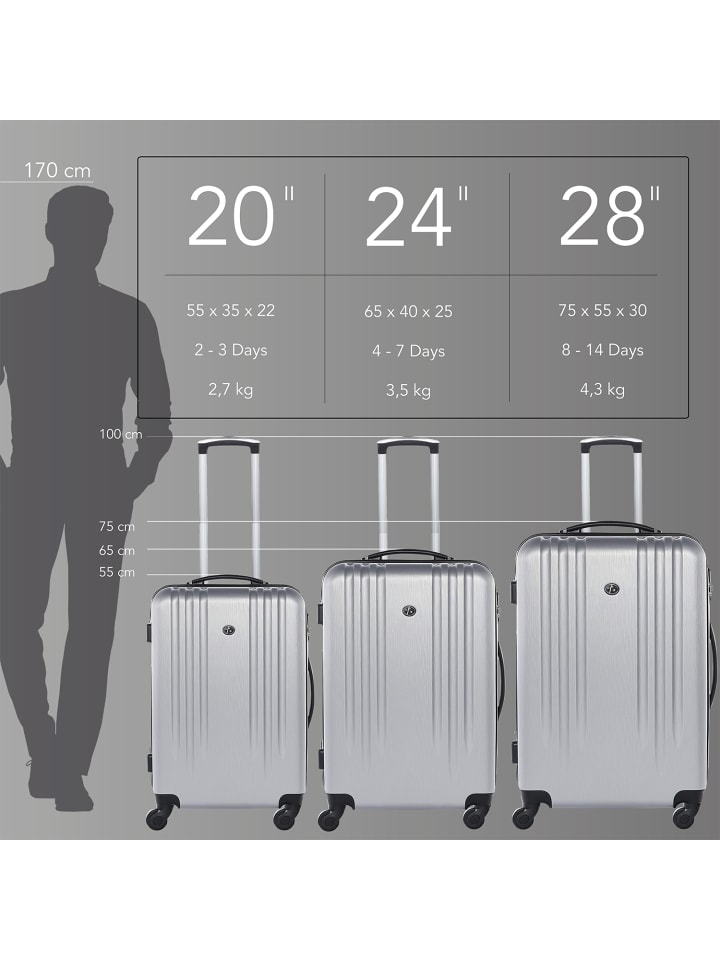 FERGÉ Kofferset Hartschale 3-teilig Hartschale 3 teilig Koffer Set Marseille in silber günstig kaufen onesize
