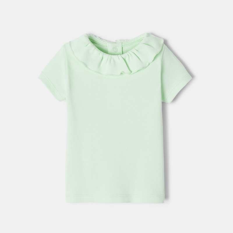 T-shirt à col collerette manches courtes en coton bio bleu naissance Absorba