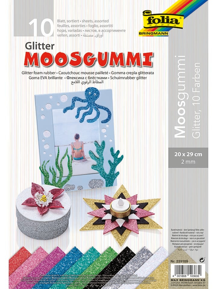 folia PAPER Glitter-Moosgummi in Bunt günstig kaufen onesize