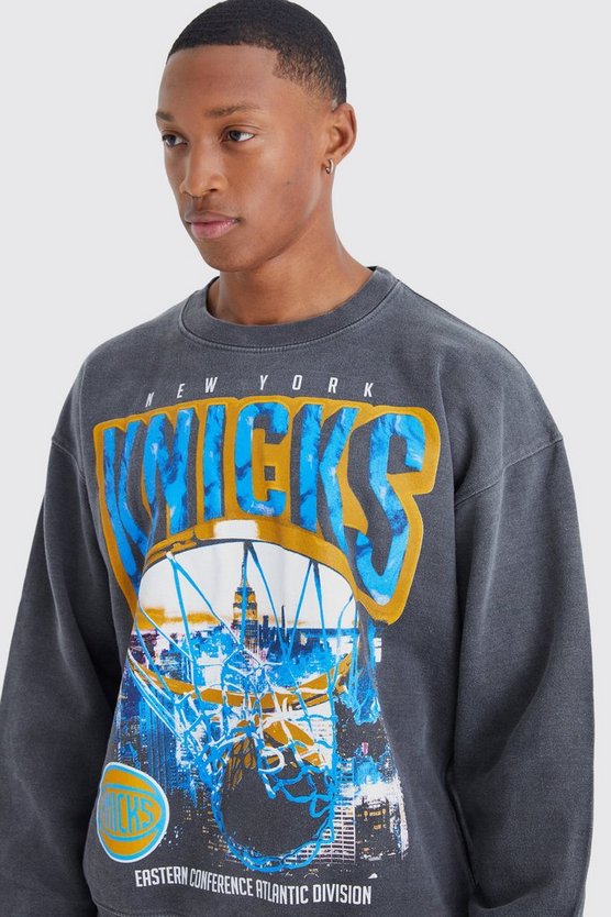 Oversize Sweatshirt mit lizenziertem New York Knicks Nba Print
