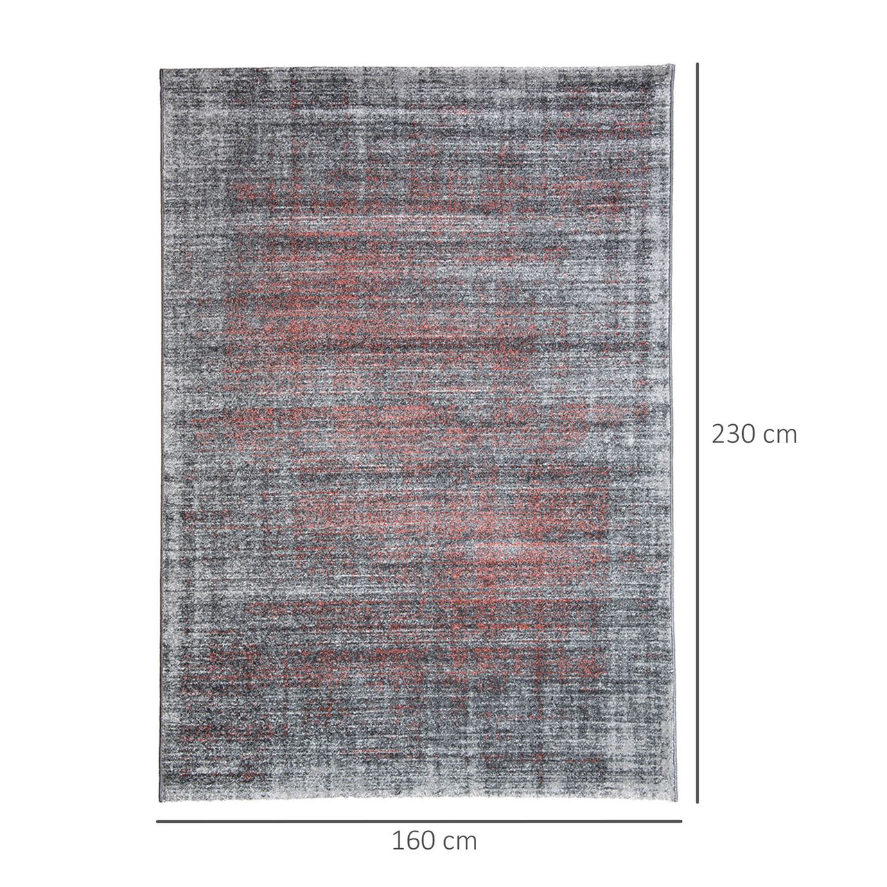 HOMCOM Teppich Kurzflor Grau-Koralle 230 x 160 x 1 cm