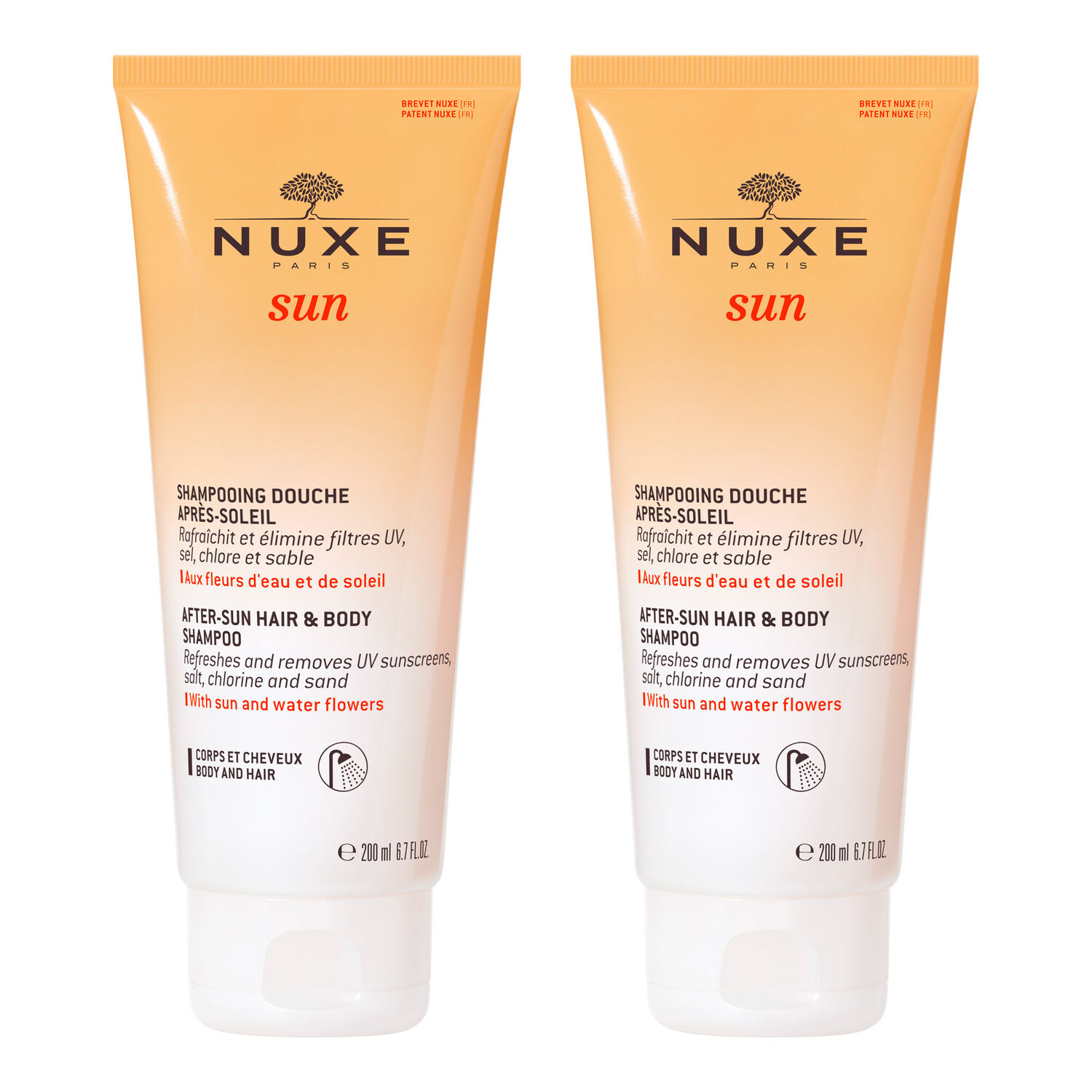 Nuxe Shampoing Douche Après-Soleil 2 x 200 ml Nuxe Sun - Tous types de cheveux - 2 x 200 ml