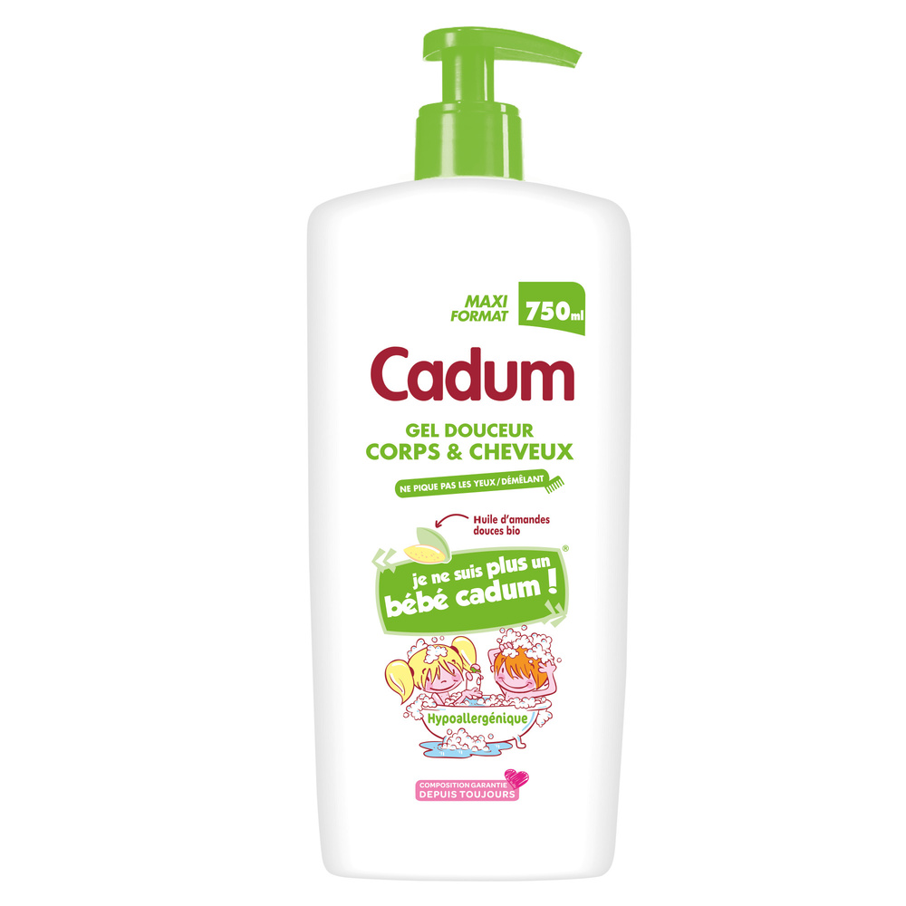 cadum Petit Cadum Gel Lavant Corps et Cheveux Démélage Facile à l'Amande Douce Bio