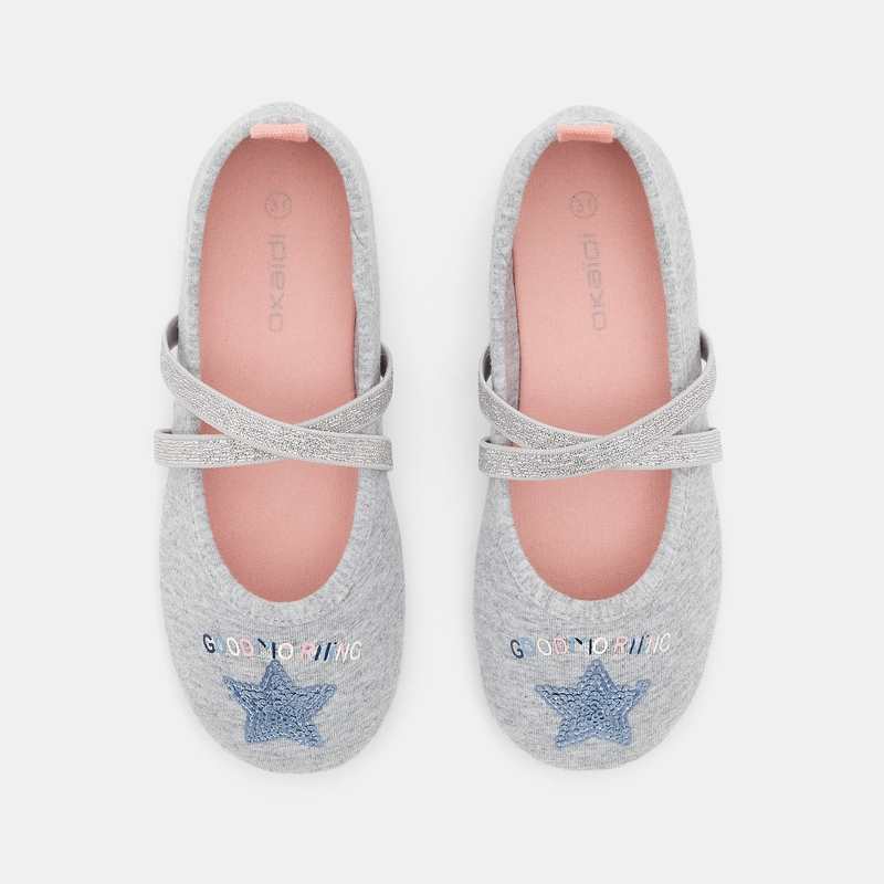 Chaussons ballerines étoile grises fille