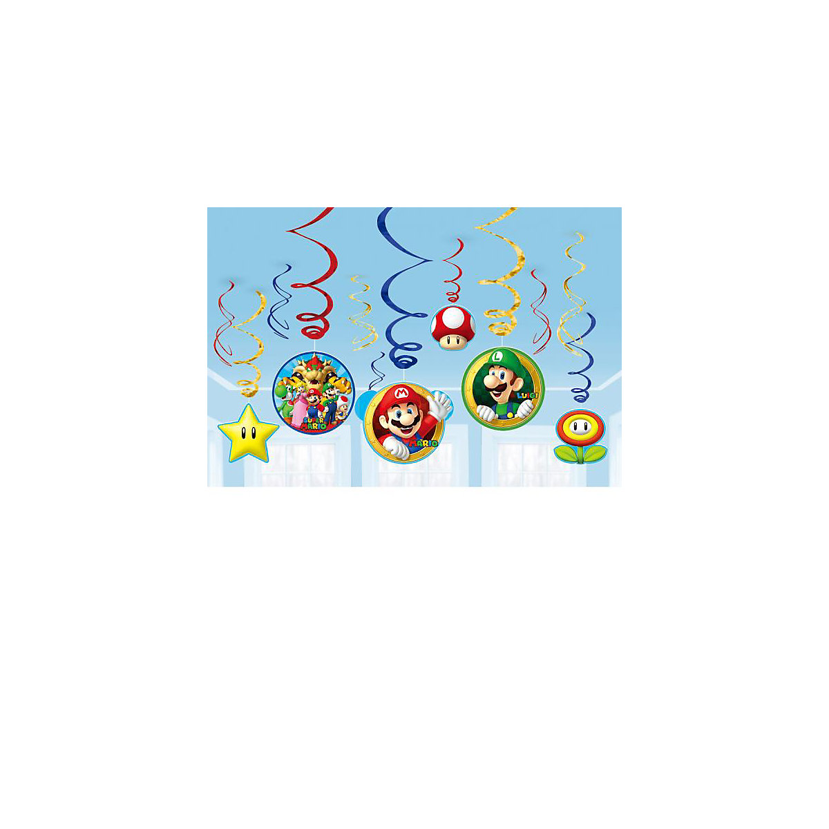 Deko-Spiralen Super Mario 61 cm, 12 Stück