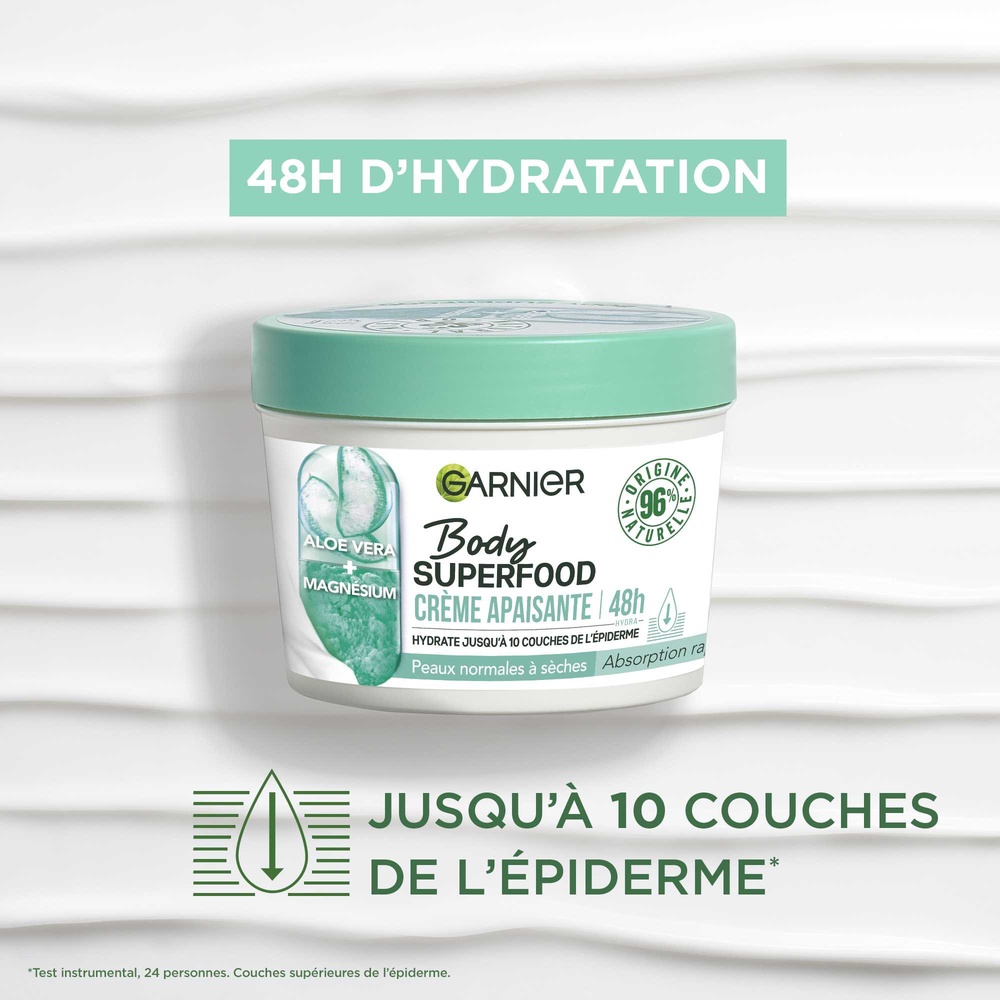 garnier Garnier Body Superfood Crème apaisante Aloe vera Magnésium 380ml Crème corps apaisante Aloe vera Magnésium