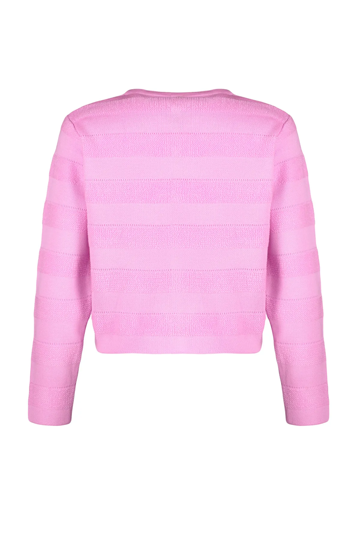 Trendyol Collection  Rosa Strickcardigan mit Rundhalsausschnitt TWOAW24HI00337