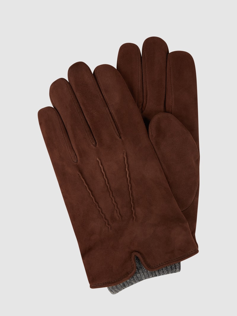 Lederhandschuhe aus Veloursleder Modell 'Cortado' in cognac