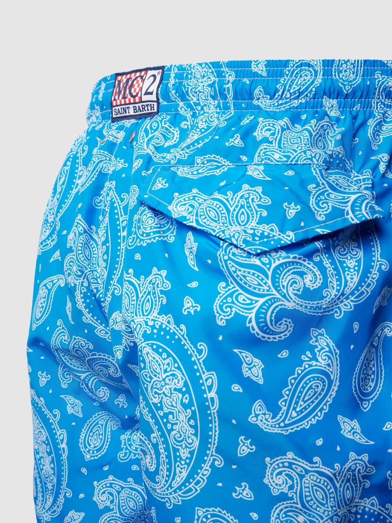 Badehose mit Allover-Print Modell 'LIGHTING' in blau