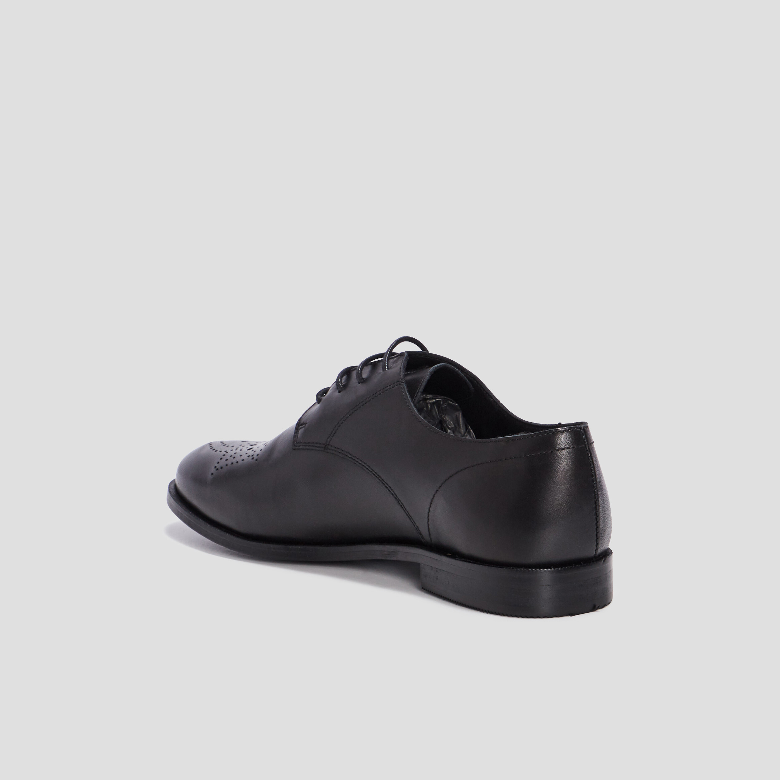 Derbies plates en cuir noir femme | La Halle