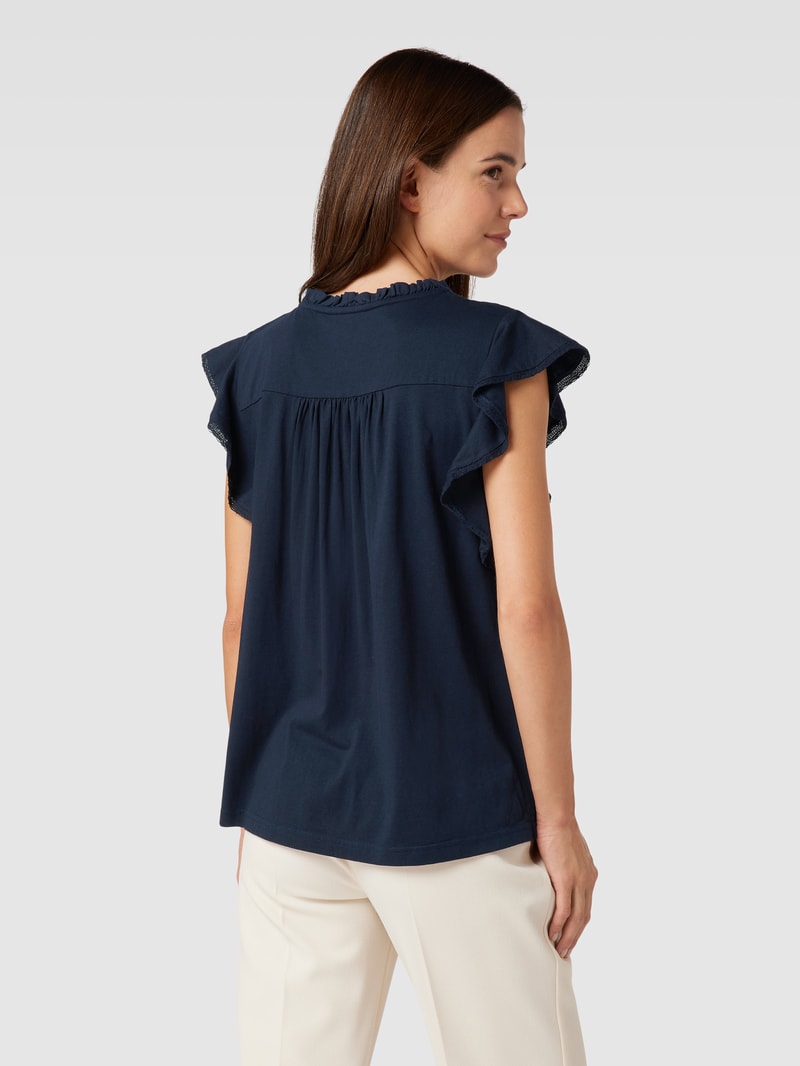 Bluse mit Volants Modell 'ISALOAH' in marineblau