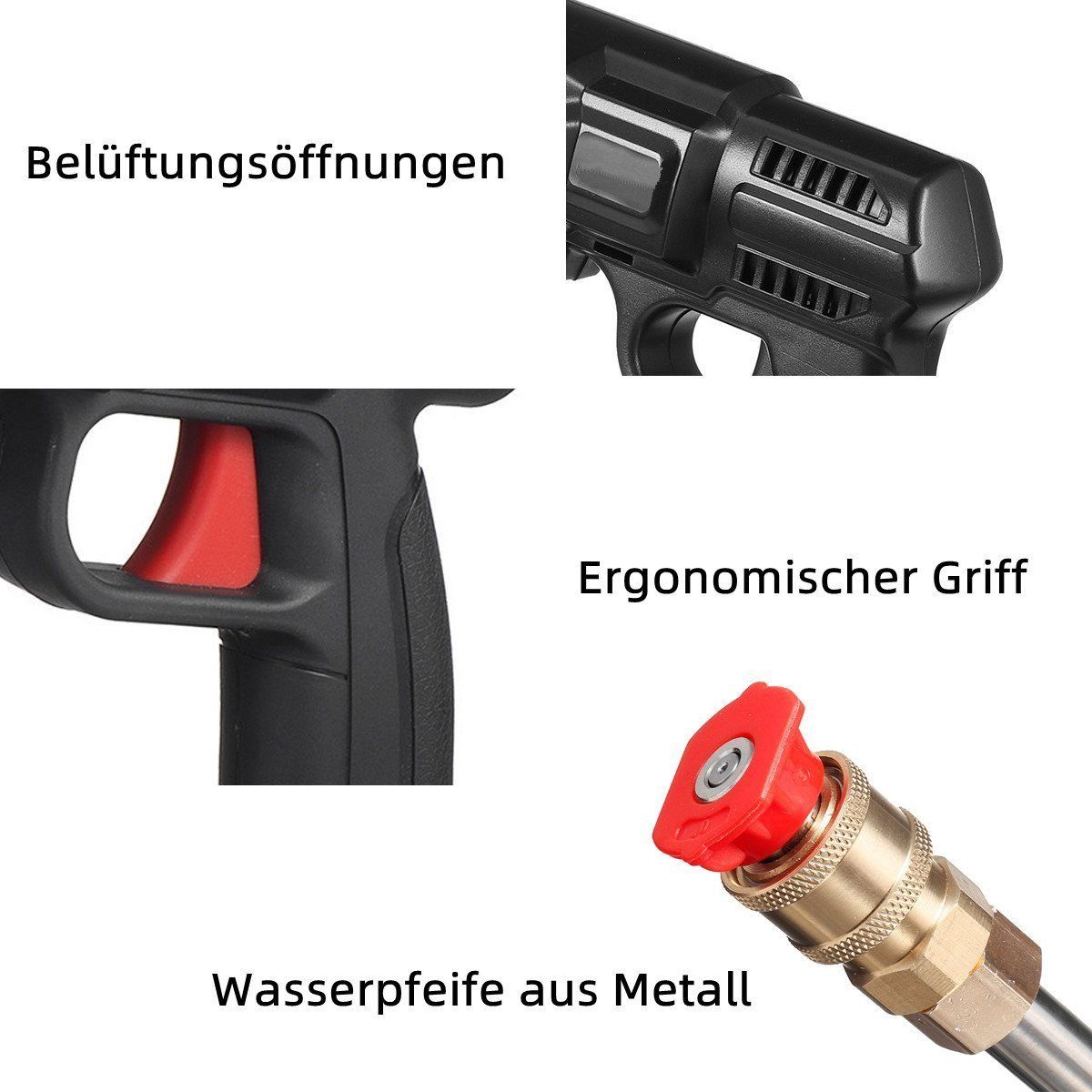 AUDEW Akku-Hochdruckreiniger, 160 W, Wasserpistole mit 2 Akku Für Auto Garten