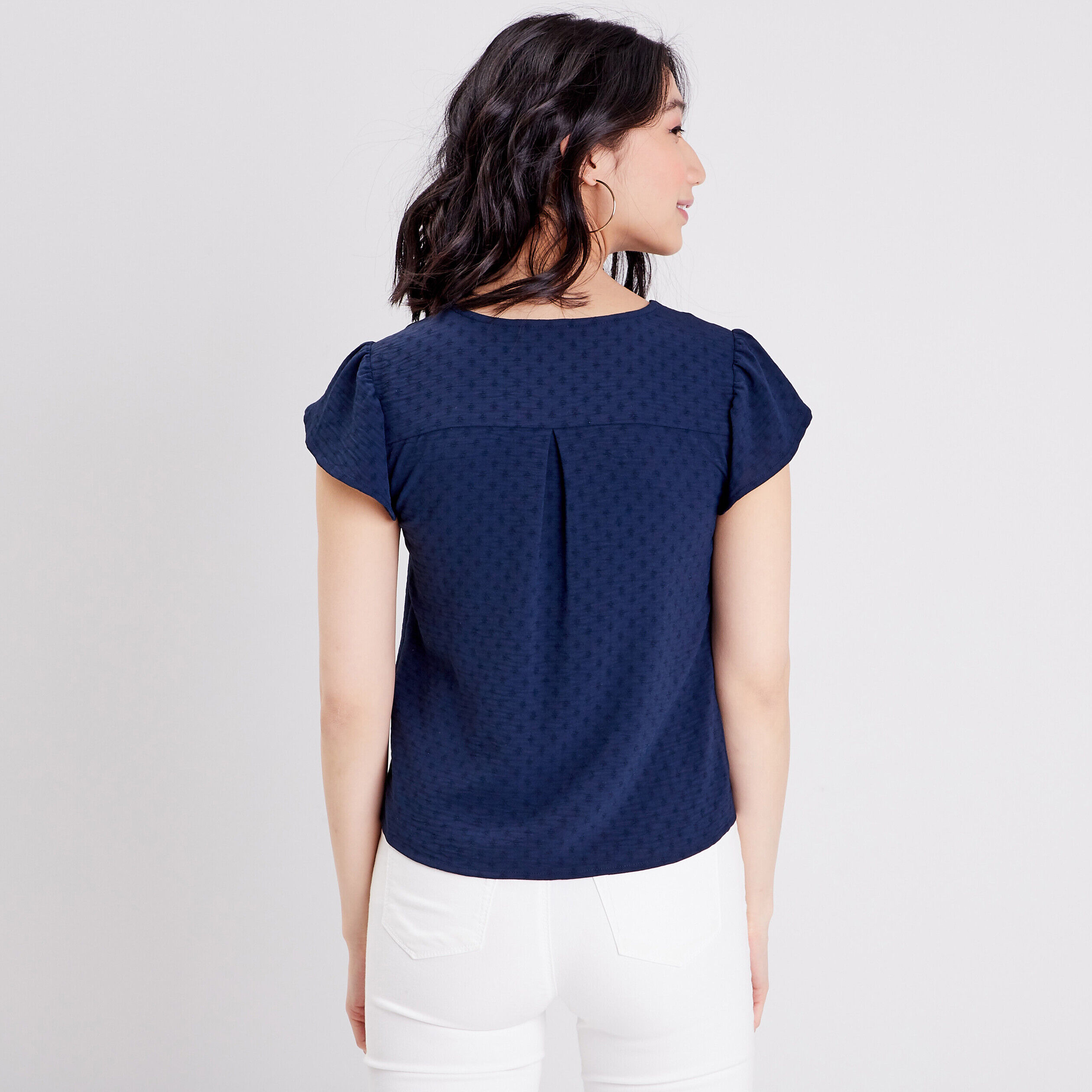 Chemise manches courtes bleu marine femme | Cache Cache