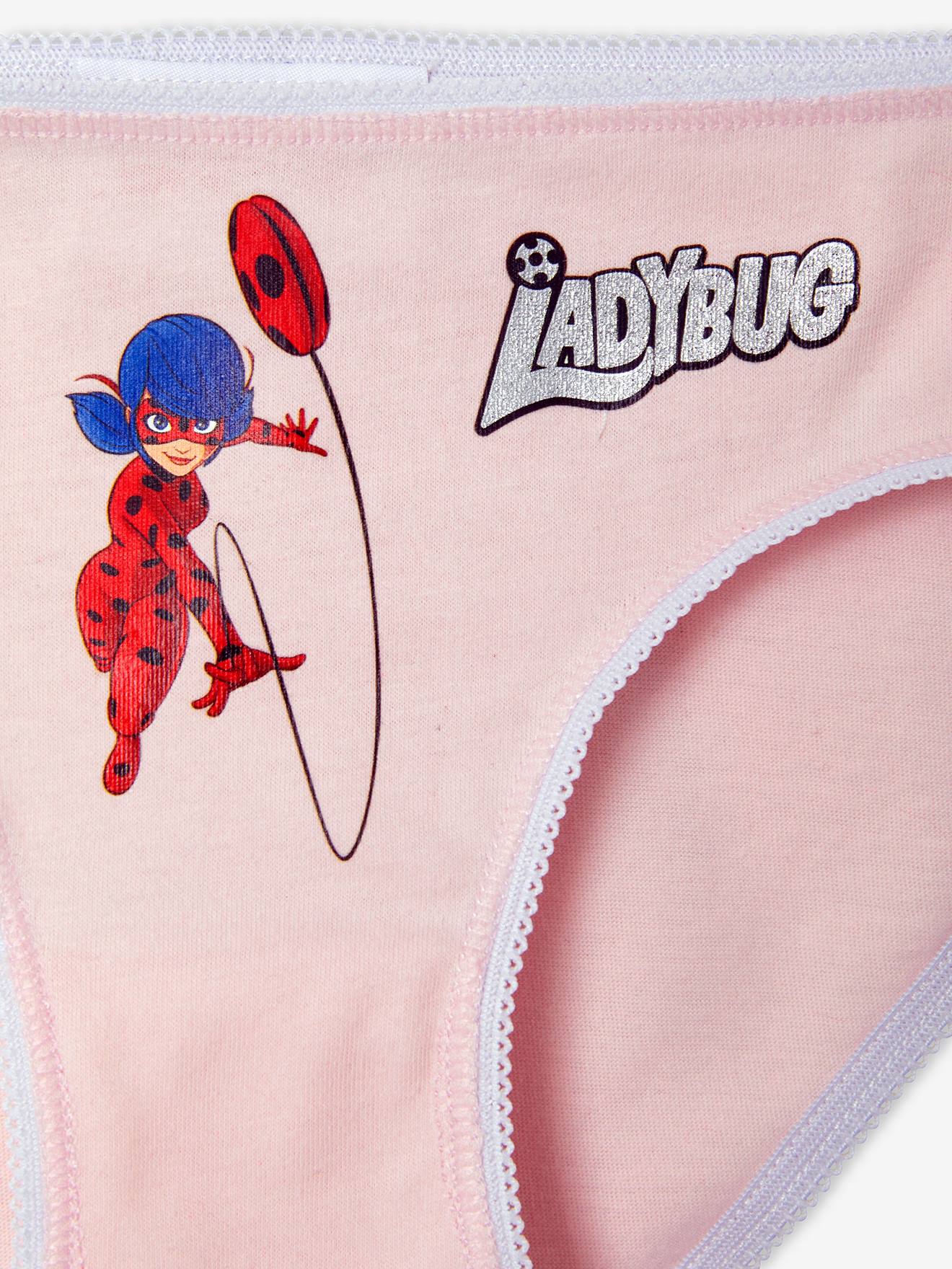 Lot de 3 culottes fille Miraculous® rouge / gris chiné / rose