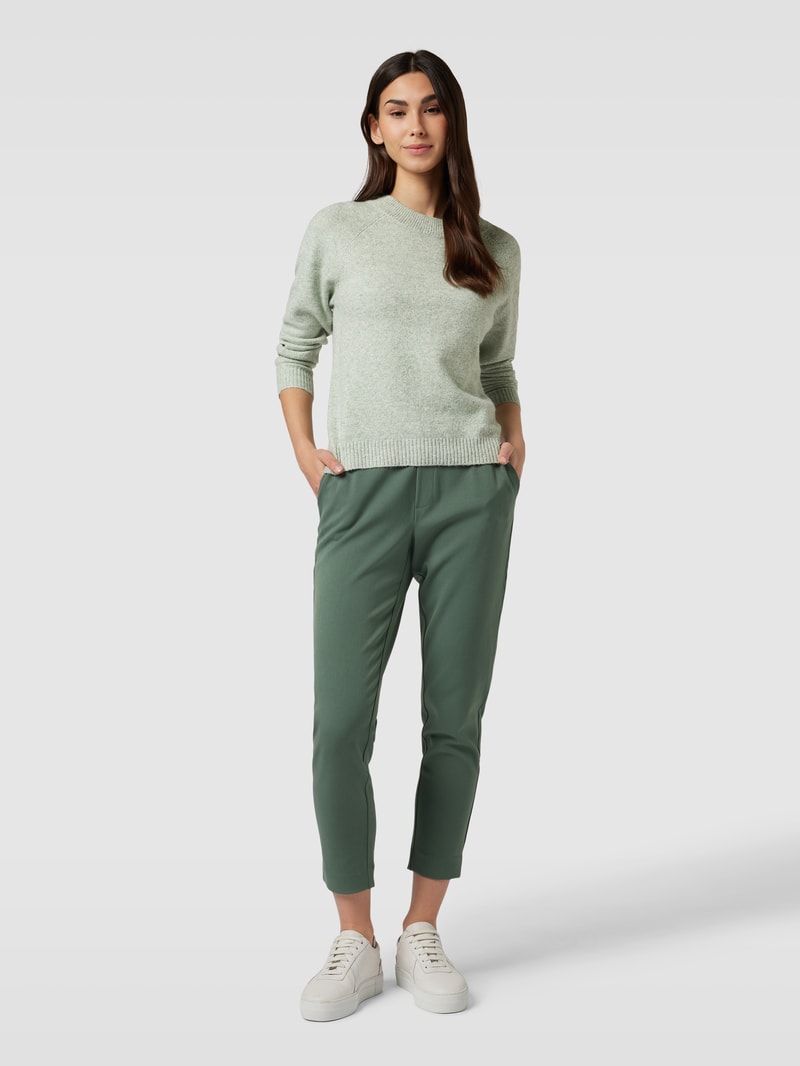 Strickpullover mit Rundhalsausschnitt Modell 'DOFFY' in schilf