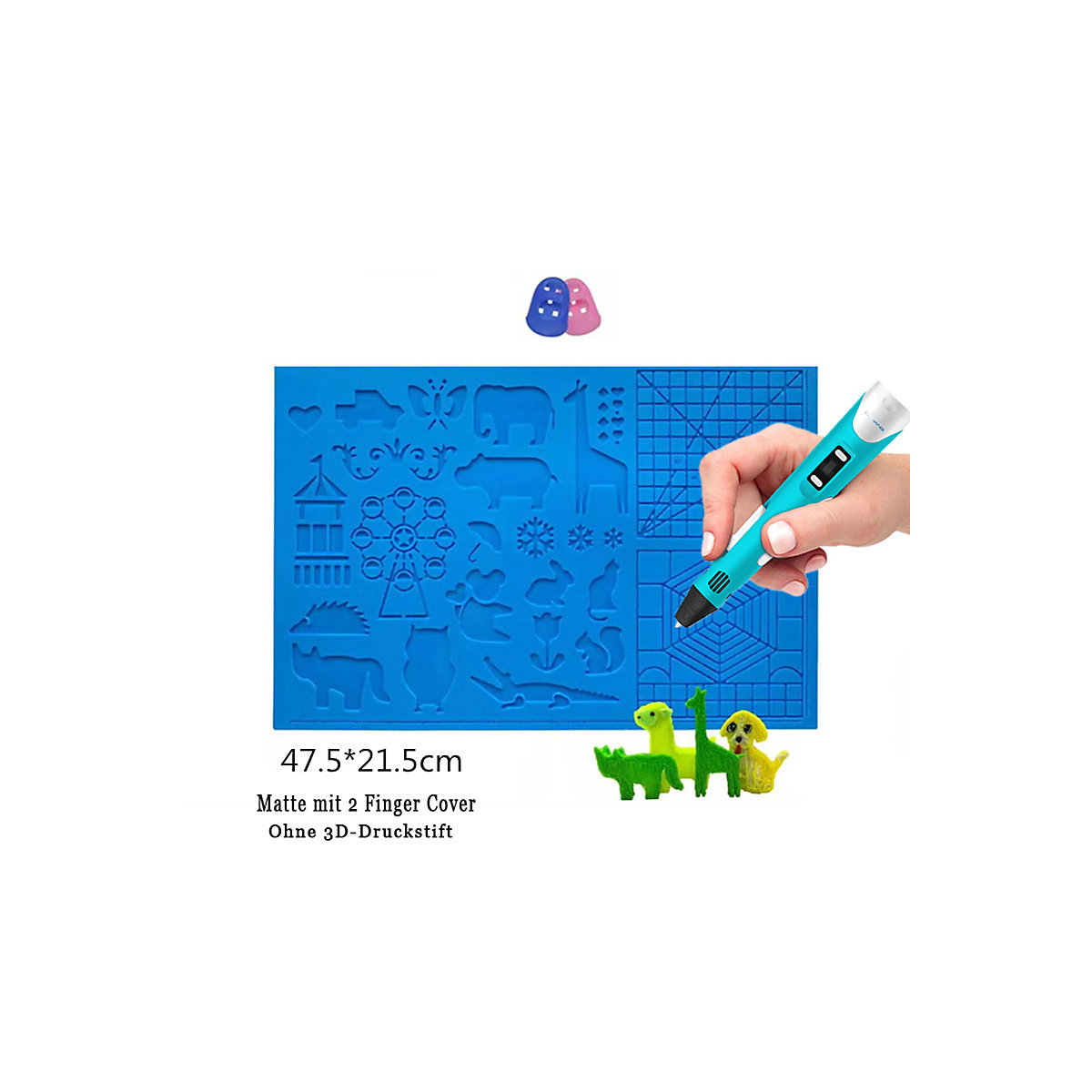 3D Stift Zeichnung Vorlage Geschenk für kinder 3D Druck Stift Silikon Pad mit Grundlegende Vorlage mit 2 Silikon Finger Kappen