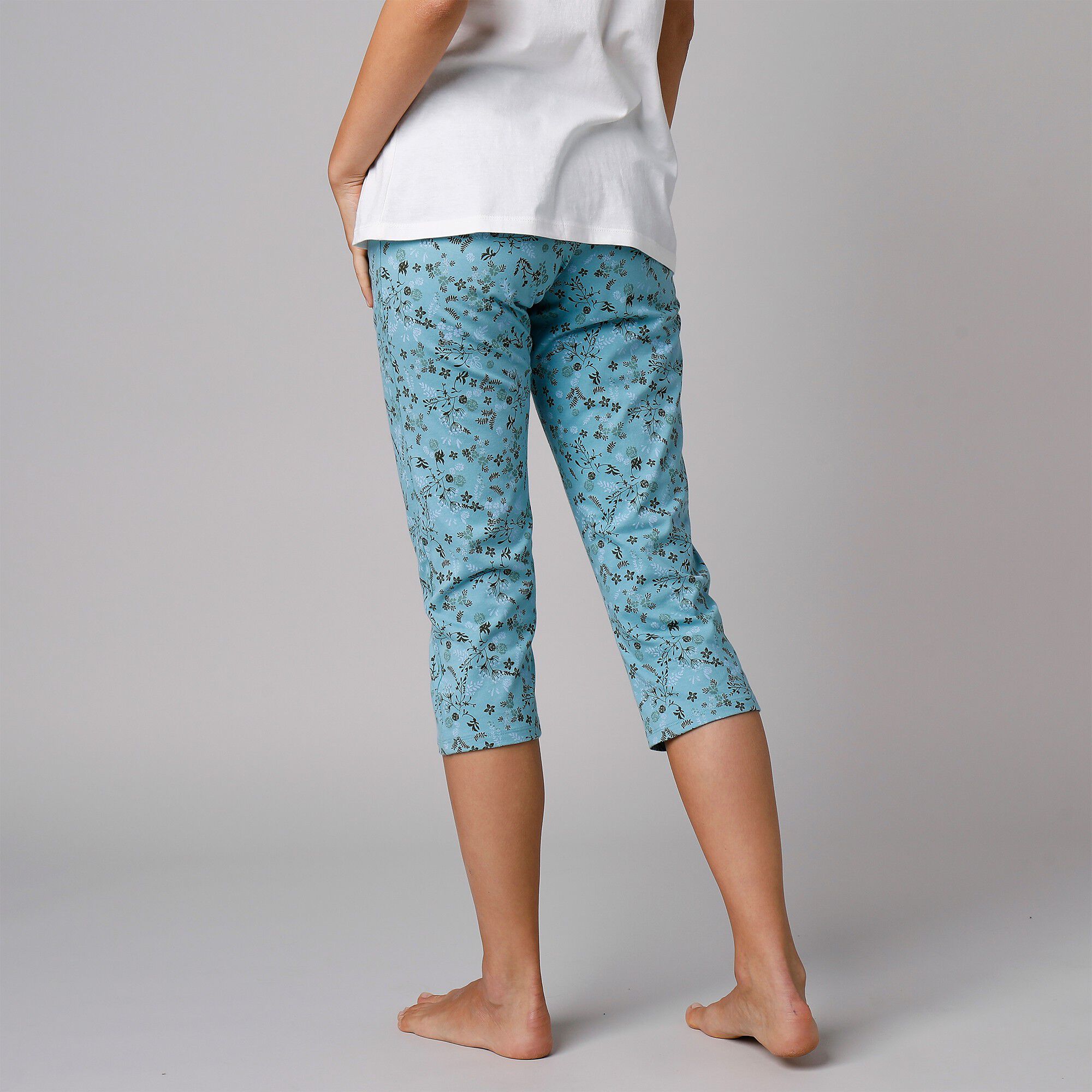 Pantacourt de pyjama imprimé fleurs