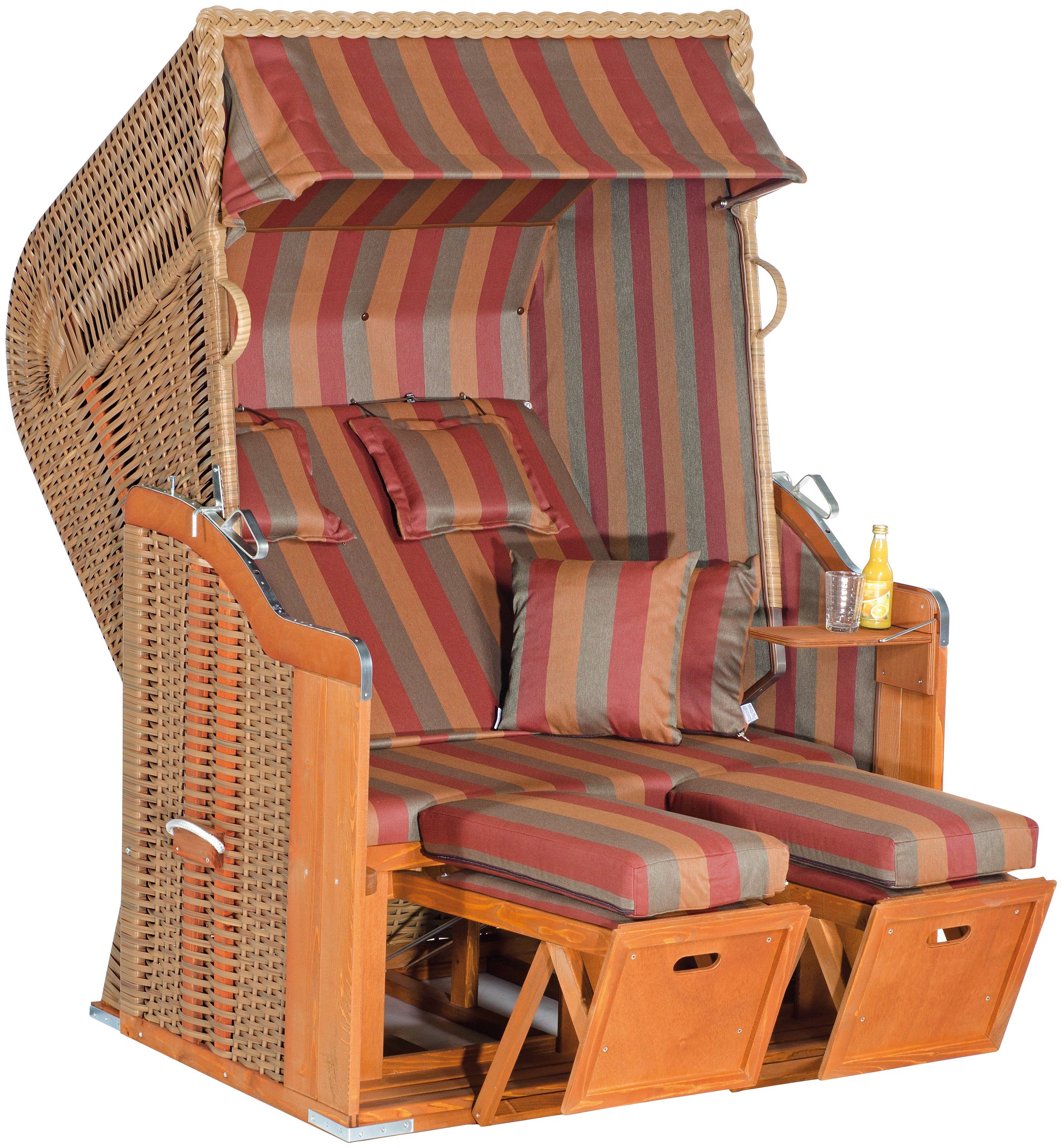 SunnySmart Strandkorb Rustikal 250 Plus, BxTxH: 125x90x160 cm, Halblieger