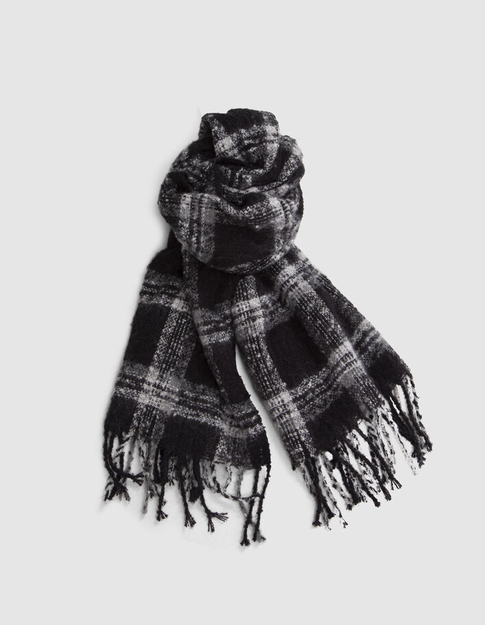 Echarpe noire motif carreaux blancs Femme