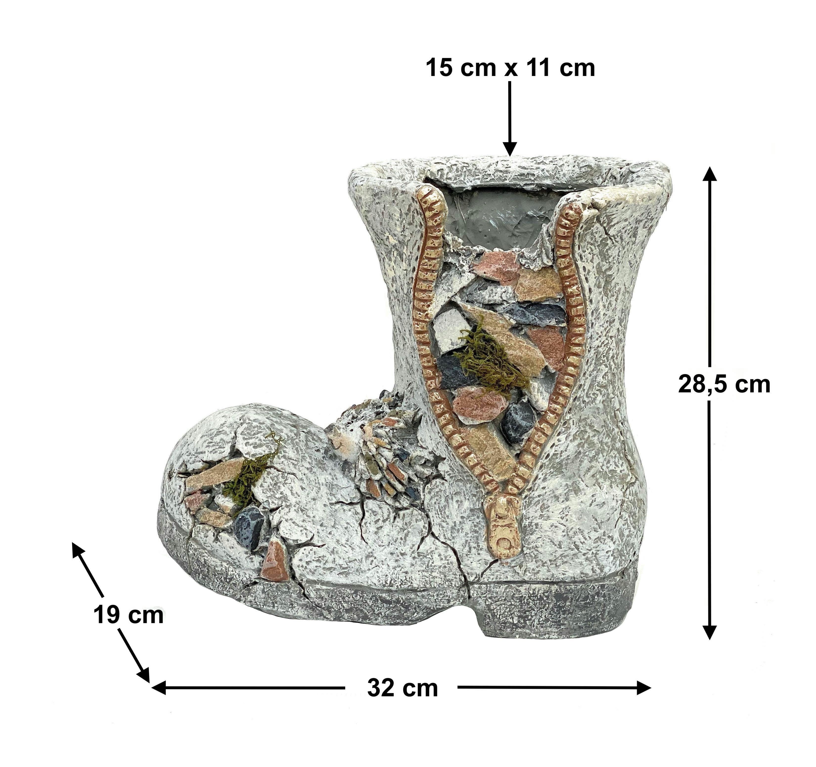 DanDiBo Übertopf Pflanztopf Stiefel aus Magnesia Blumentopf 32 cm wetterfest frostfest 715432 Pflanzgefäß Übertopf Kunststein Garten Gartendeko Dekofigur Gartendekofigur, für Blumen, Pflanzen & vieles mehr