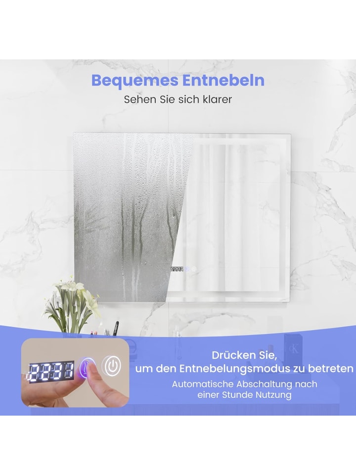 COSTWAY Badspiegel LED Anti-Beschlage in Silber günstig kaufen onesize