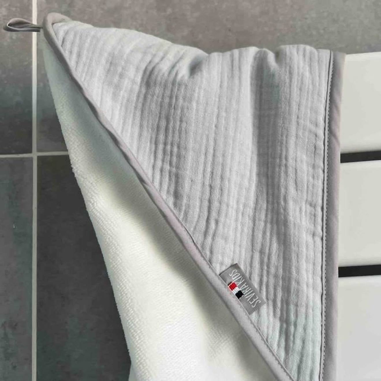 Cape de bain en gaze de coton, Jeanne Gris clair TU Gris Clair gris