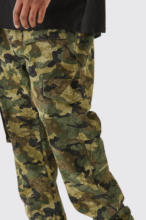 Plus Slim-Fit Camouflage Cargo-Hose mit Bandana-Print