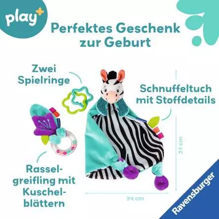 Play+ Fühlen, rasseln, spielen (Geschenk-Set: Zebra) - Babyspielzeug ab 0 Monaten