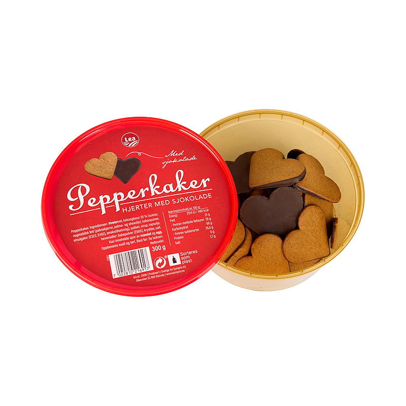 Lea Pepperkakehjerter m/sjokolde 300 g