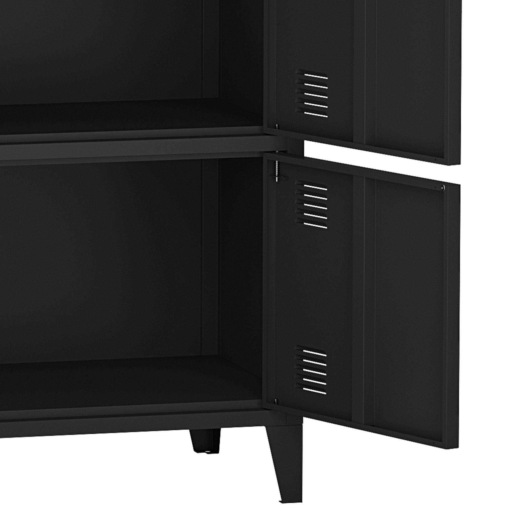 en.casa Mehrzweckschrank Hamina Büroschrank mit 6 Türen 80x140x113 cm Schwarz