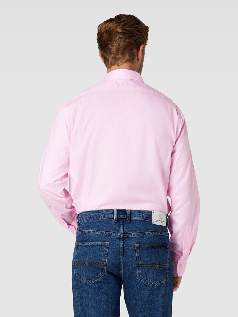 Slim Fit Business-Hemd mit Kentkragen und Label-Stitching in rosé