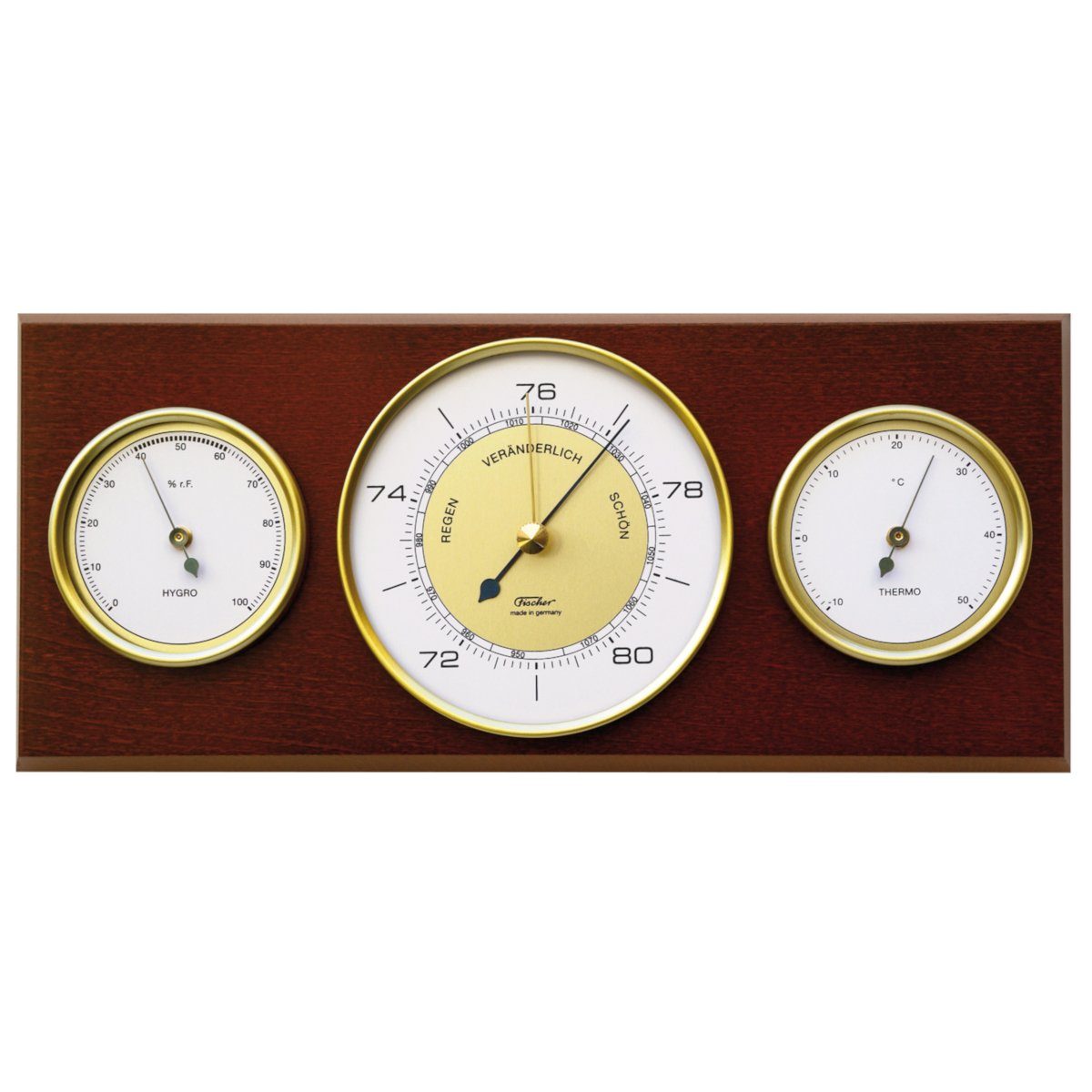 Fischer Barometer Wetterstation 60er Stil - Farbwahl Innenwetterstation