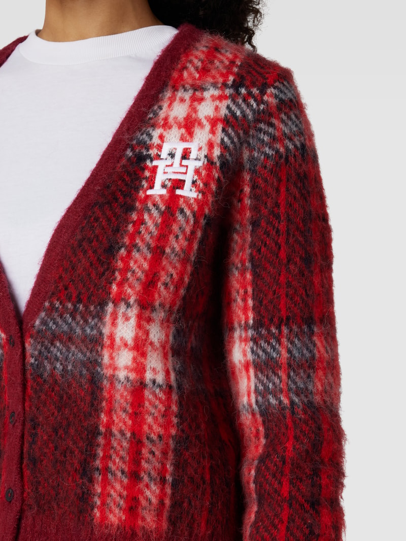 Cardigan mit Tartan-Muster in rot