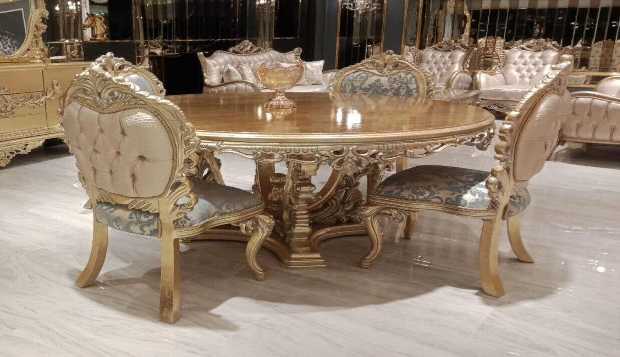 JVmoebel Esszimmer-Set Rund Esszimmer Gruppe Garnitur Esstisch Stuhl Tische Stühle 5tlg., (5-St)