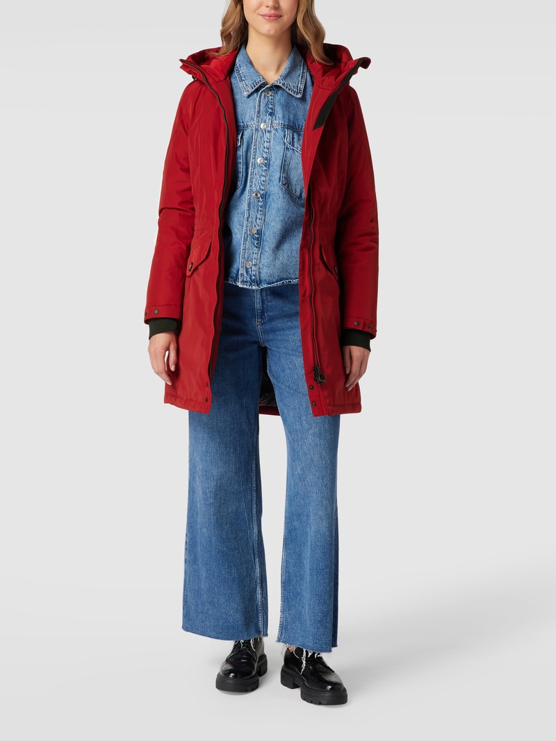 Jacke mit Label-Applikation Modell 'Cucilla' in dunkelrot