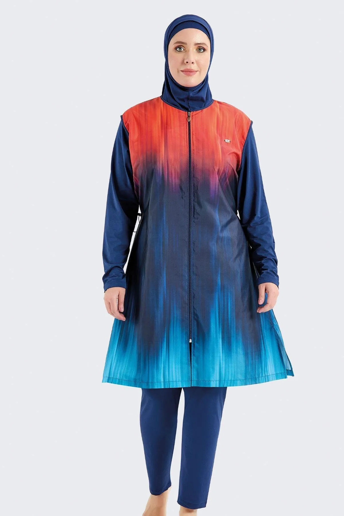 C&City  Großer, vollständig bedeckter 4-teiliger Hijab-Badeanzug C12200 Marineblau