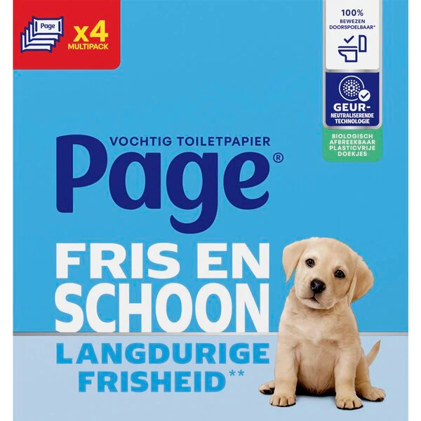 Carta igienica umidificata Page Fresh and Clean, confezione da 4 x 38 pezzi