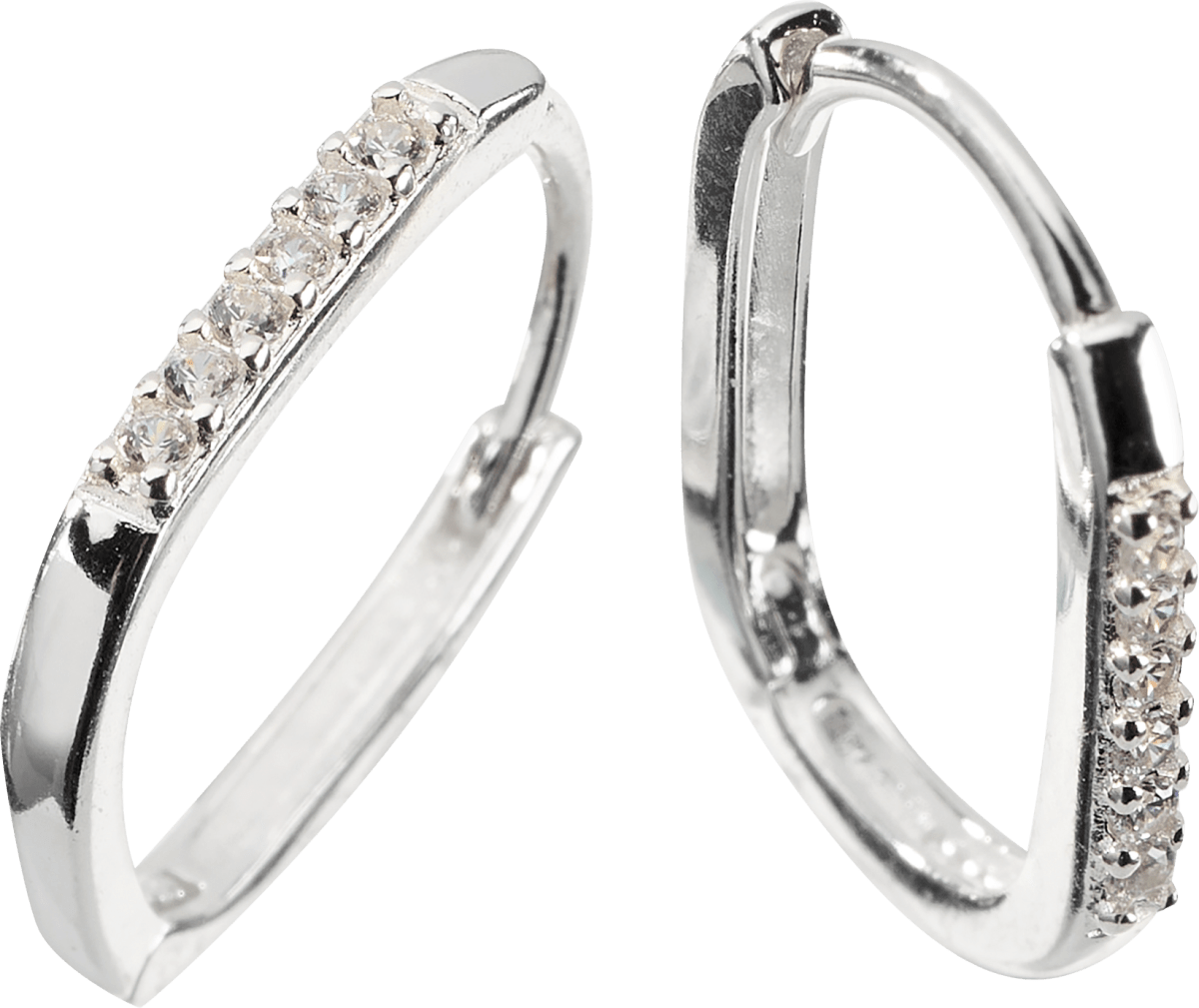 Creolen 925 Silber mit Strasssteinen, 2 St