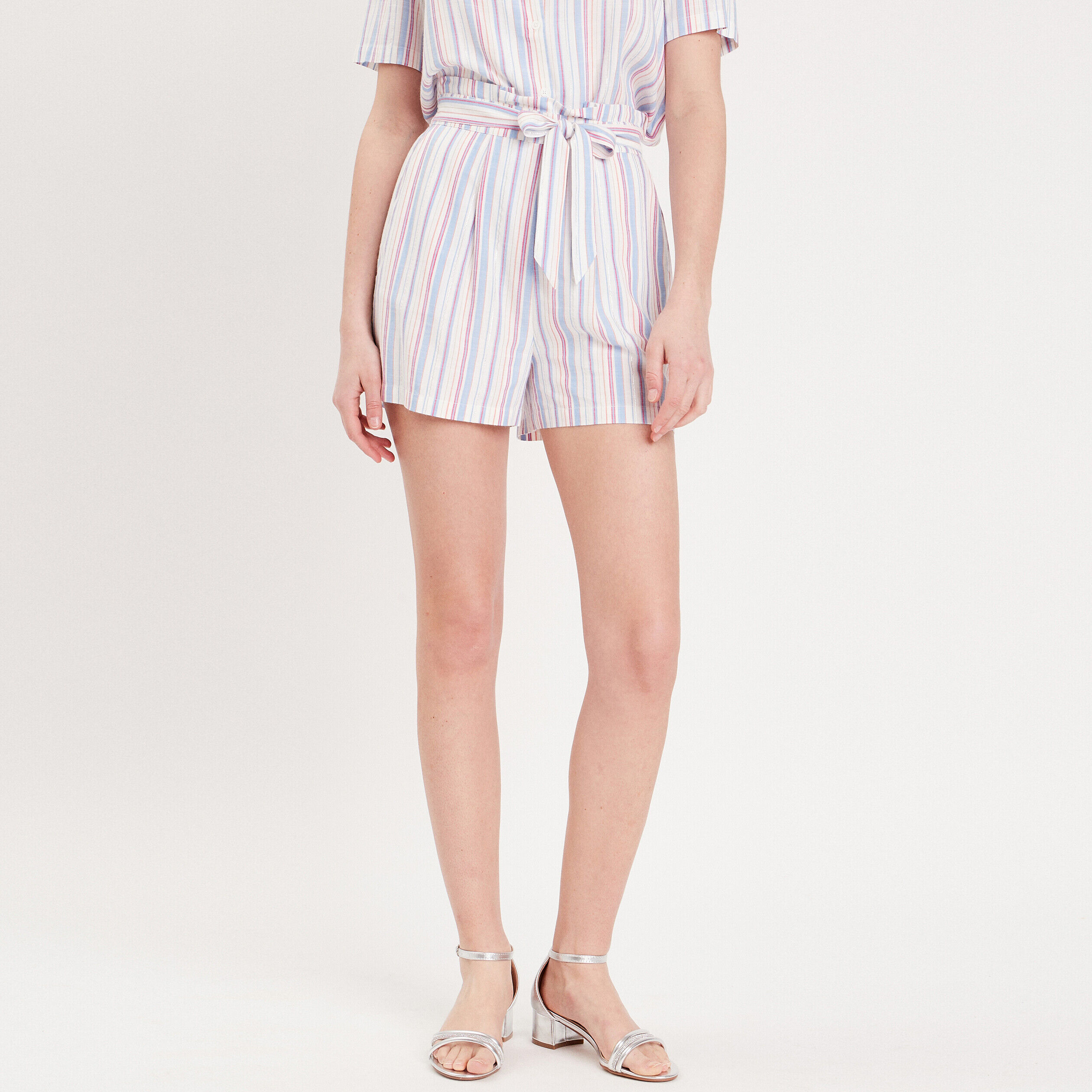 Short avec ceinture à nouer blanc femme | Cache Cache
