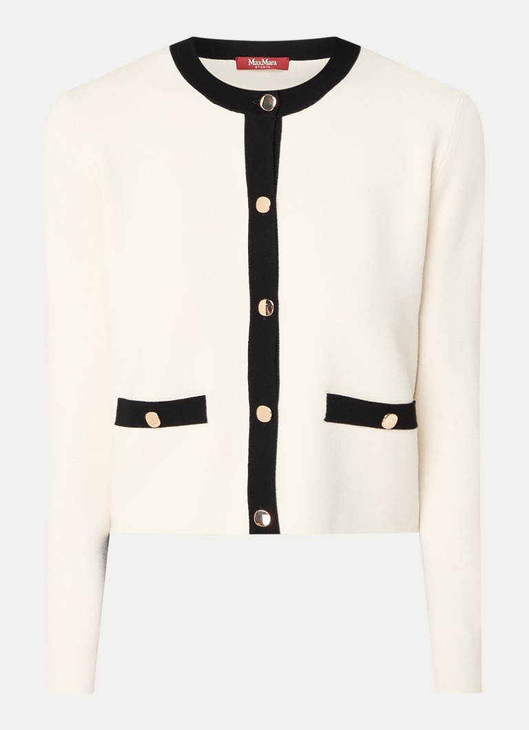 Cardigan Agito tricotat fin cu guler rotund de la MaxMara