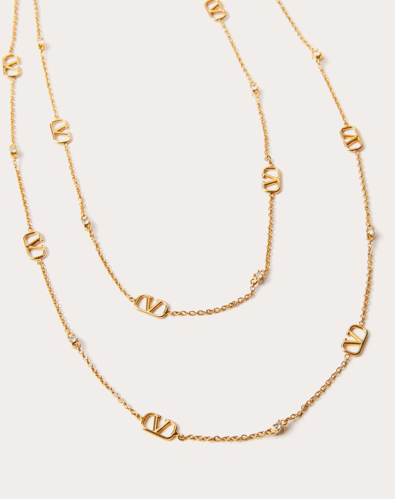 MINI VLOGO SIGNATUR HALSKÆDE I METAL OG SWAROVSKI® KRYSTALER