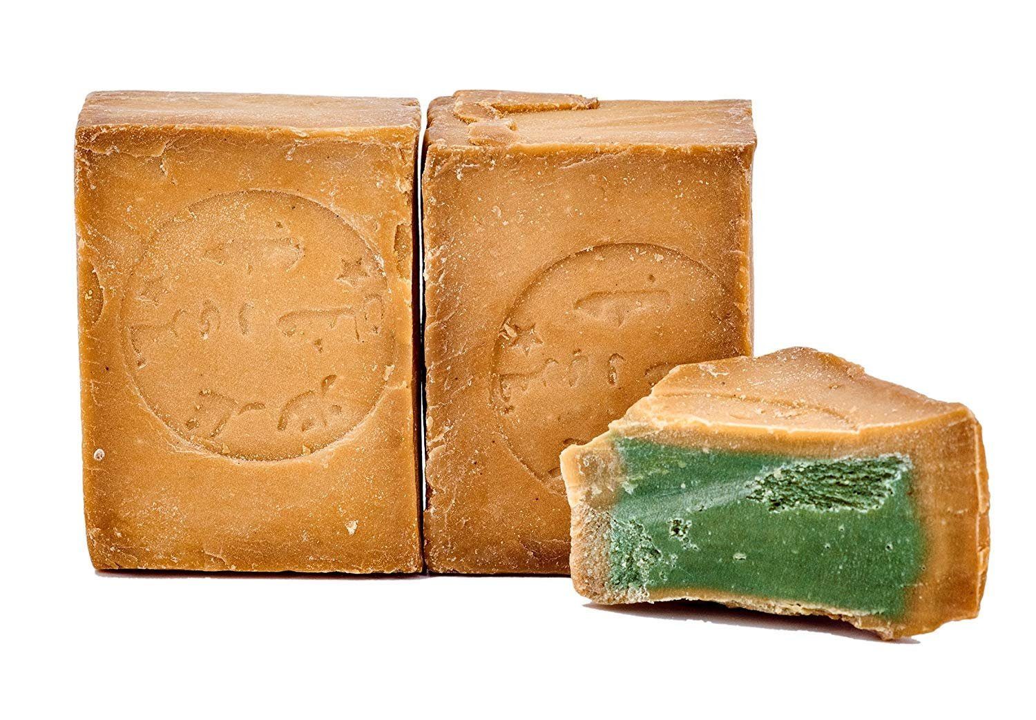 Carenesse Seifen-Set Original Aleppo Seife 5 x 200 g, 5% Lorbeeröl & 95% Olivenöl, Alepposeife, Aleppo-Seife, Lorbeerölseife, Olivenölseife, Haarseife